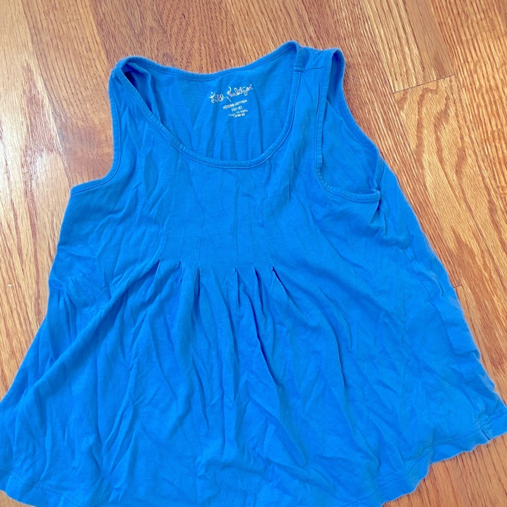 Lilly Pulitzer Blue Pleated Sleeveless Tank Top Sz Small (4-5)